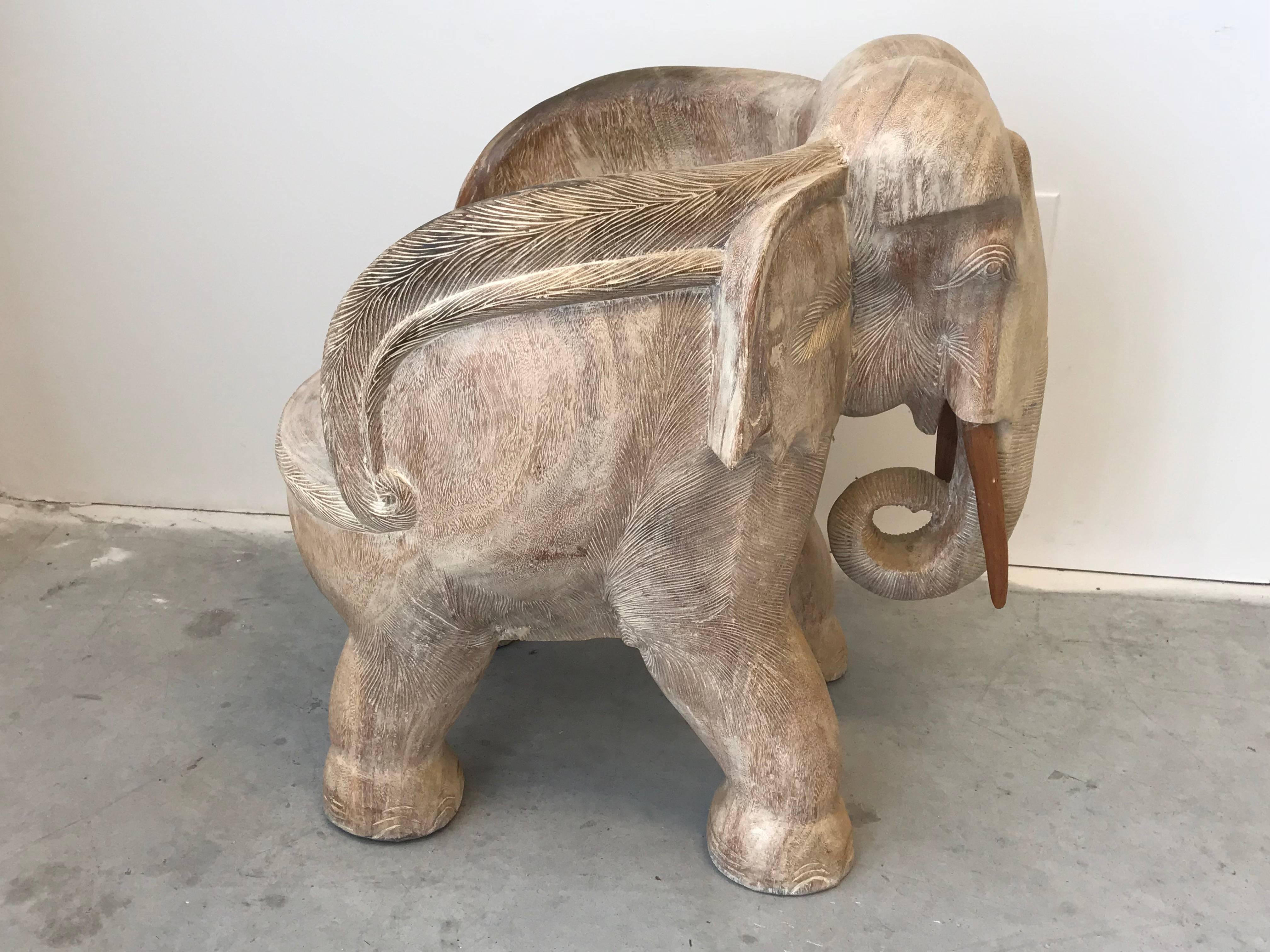 1970s Italian Wood Elephant Sculptural Chair In Excellent Condition In Richmond, VA