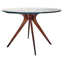 1970er Italienischer Beistelltisch aus Holz und Glas mit Spinne