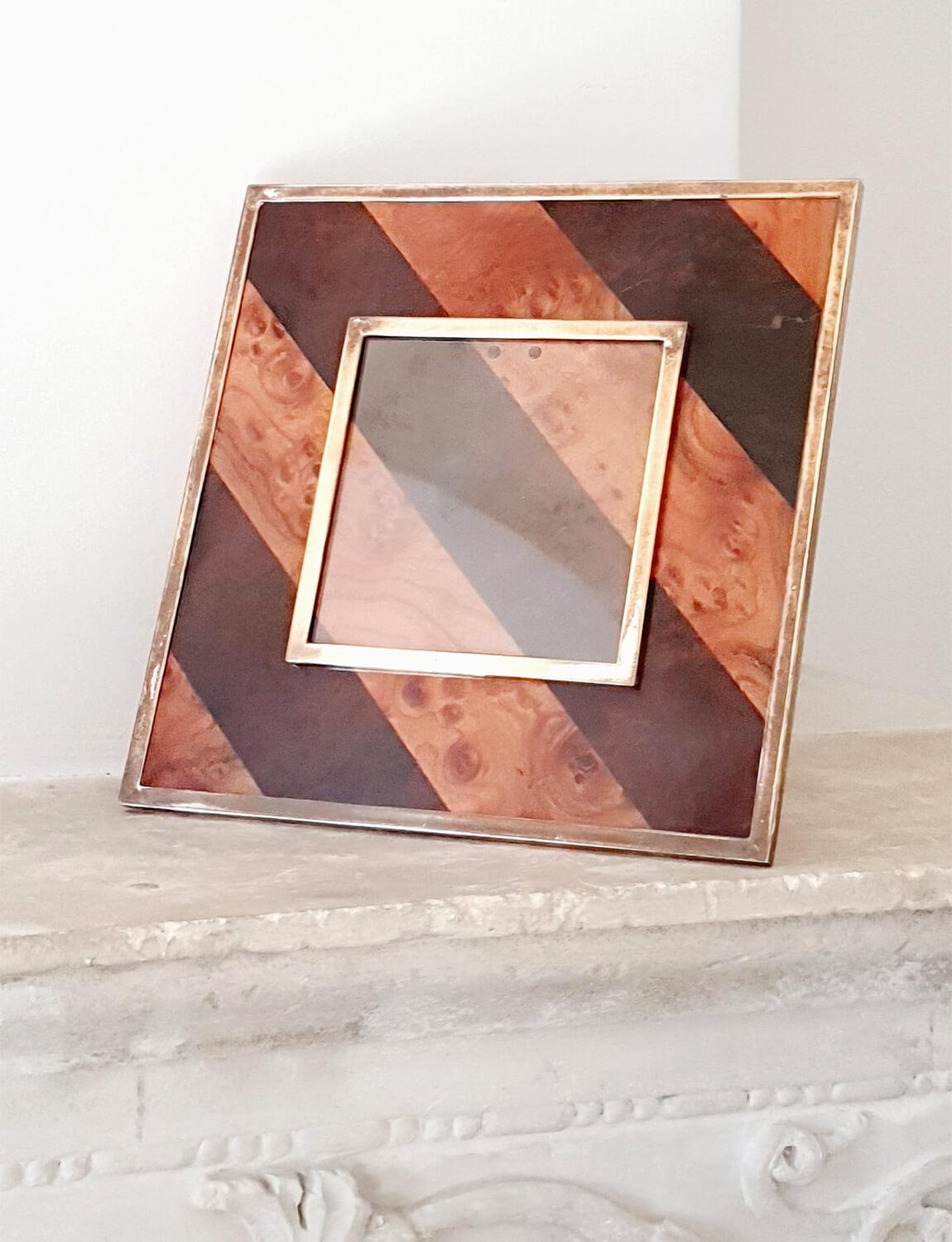 Brass 1970s Italian Wooden Picture Frame For Sale