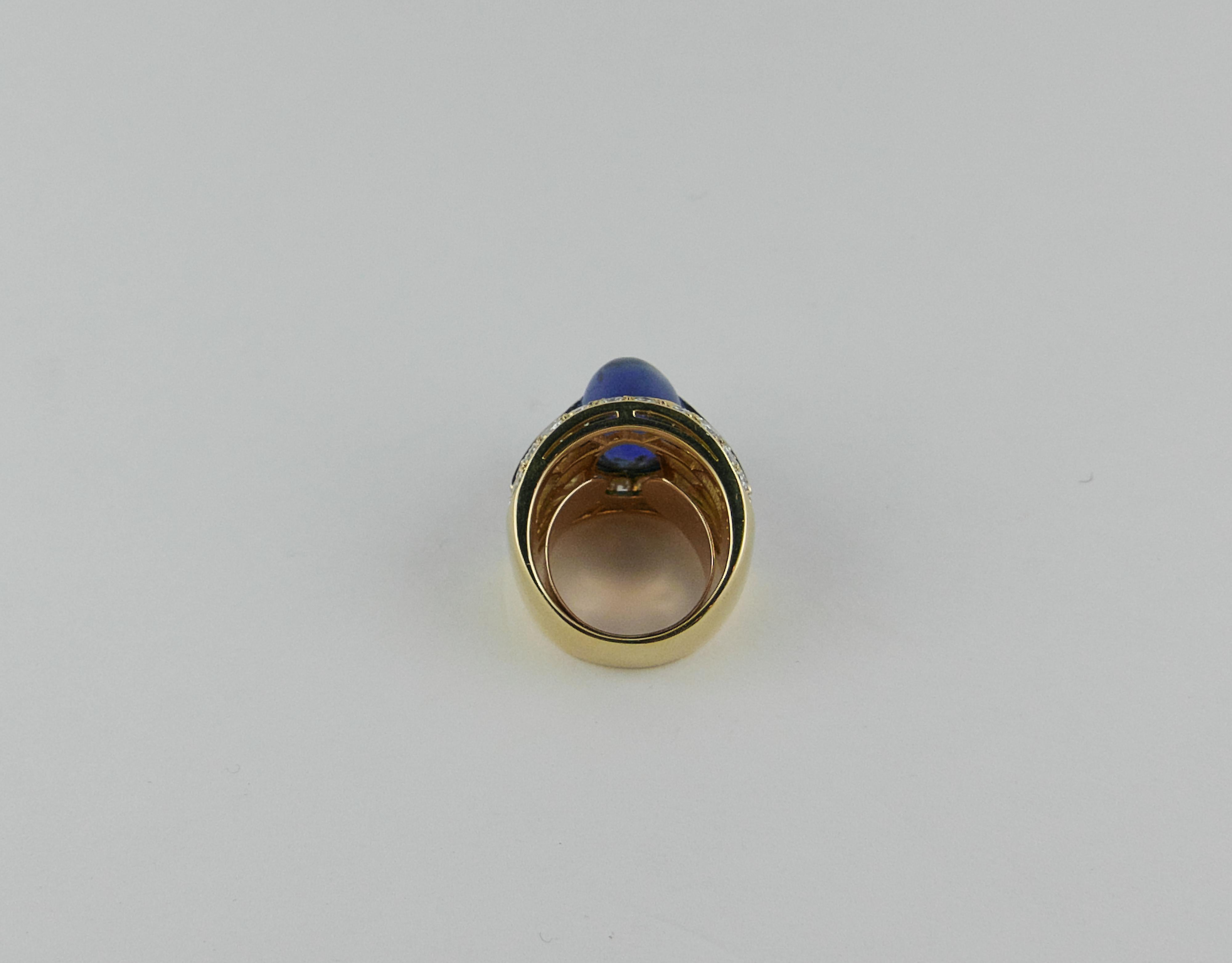 1970s Italian Yellow and White Gold, Sapphire and Diamond Ring For Sale 4