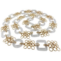 1970s Italian Yellow Gold and Rock Crystal Convertible Necklace/ Belt / Bracelet
