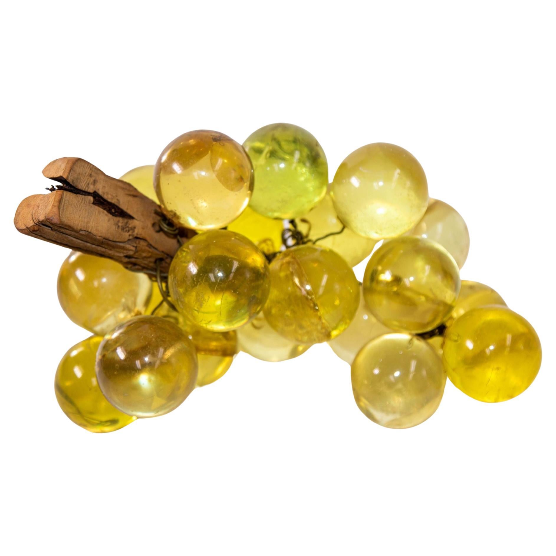 1970s Italian Yellow Gold Lucite Grape Cluster on Driftwood For Sale