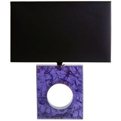 1970s Italy Pair of Cracked Resin Table Lamps in Purple with Black Shade