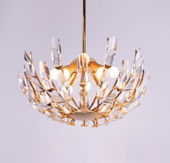 1970s Italy Stilkronen Chandelier Crystal Glass & Gilt Brass