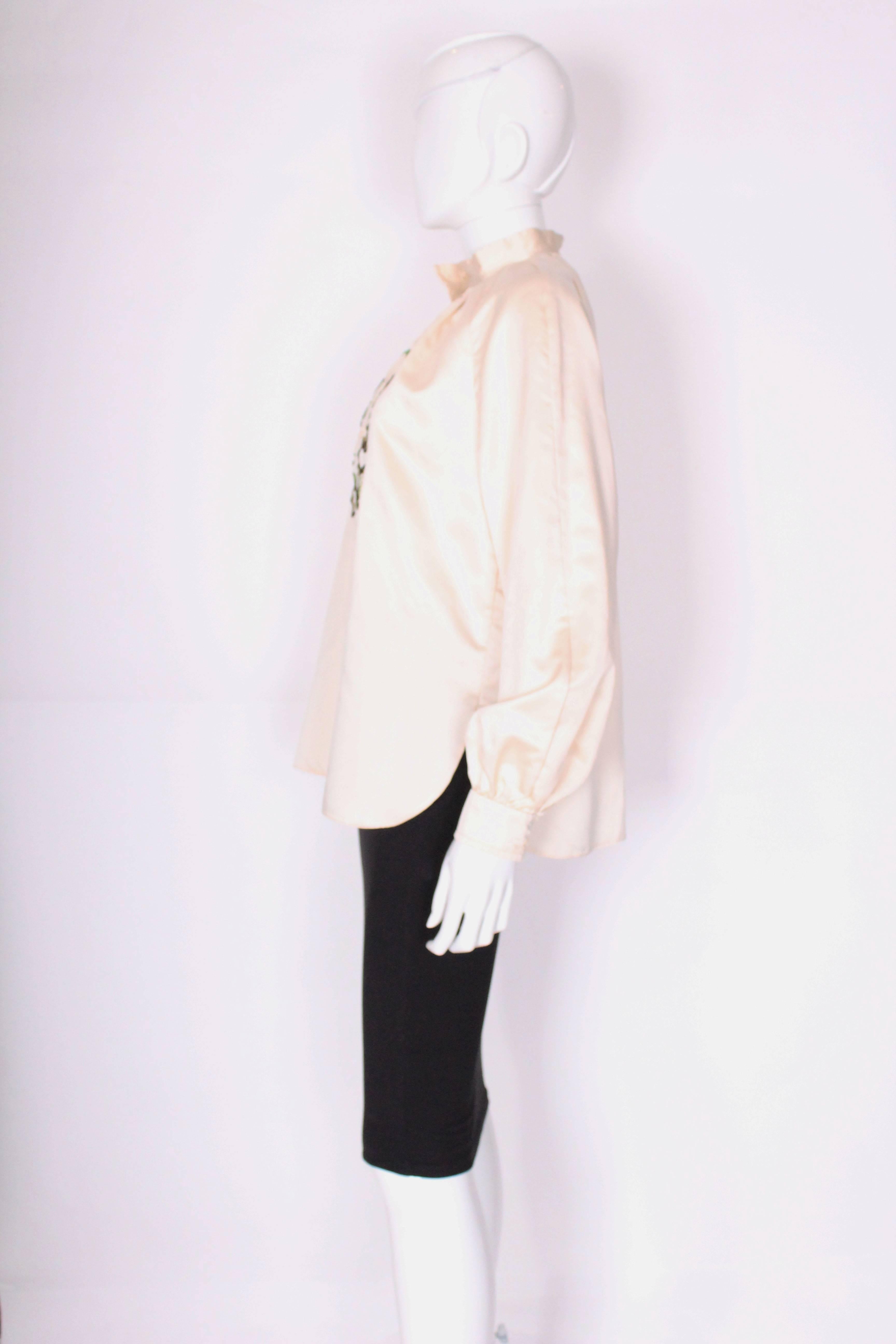 1970's Ivory Blouse by Caroline Charles In Excellent Condition For Sale In London, GB