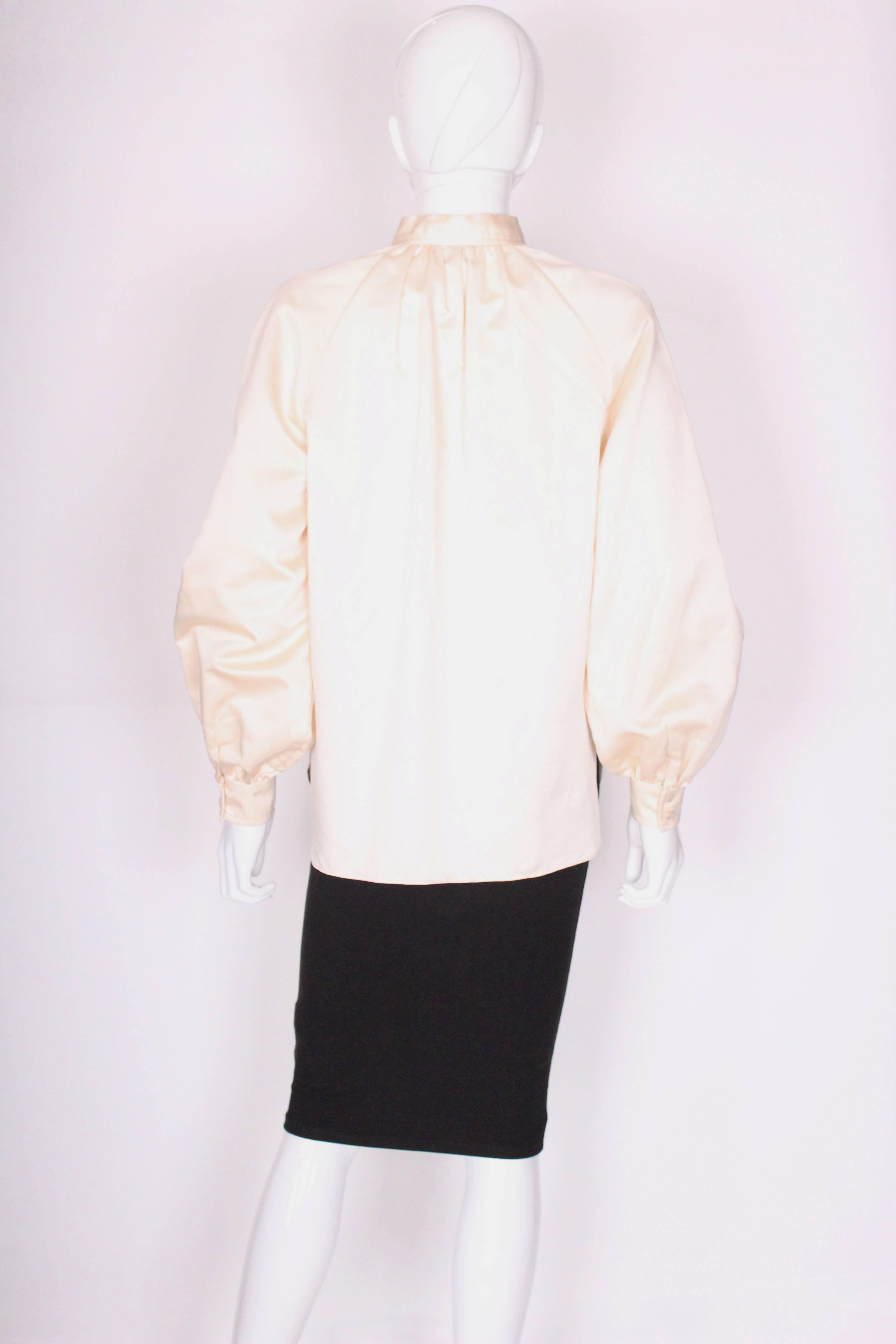 Women's 1970's Ivory Blouse by Caroline Charles For Sale