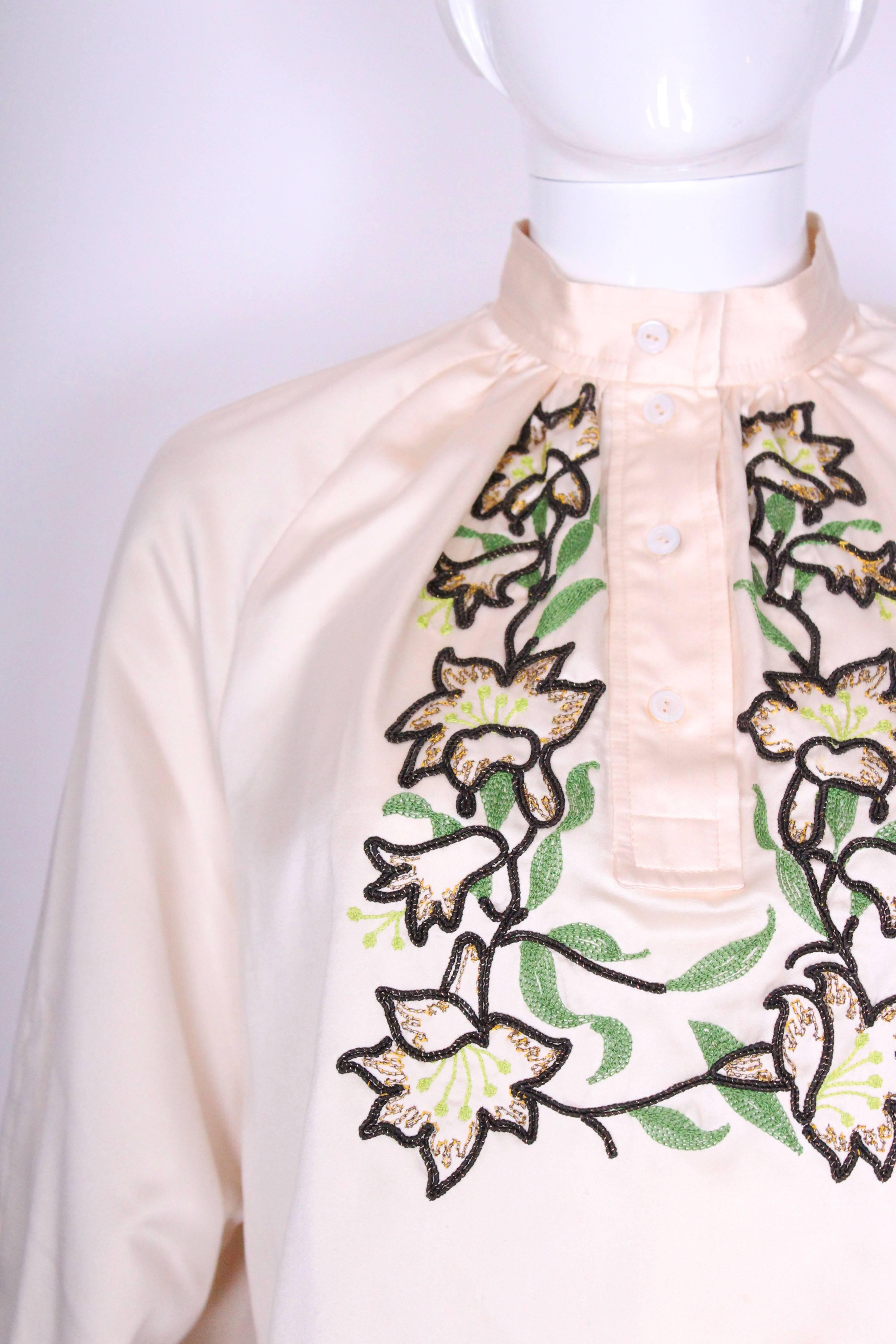 1970's Ivory Blouse by Caroline Charles For Sale 2