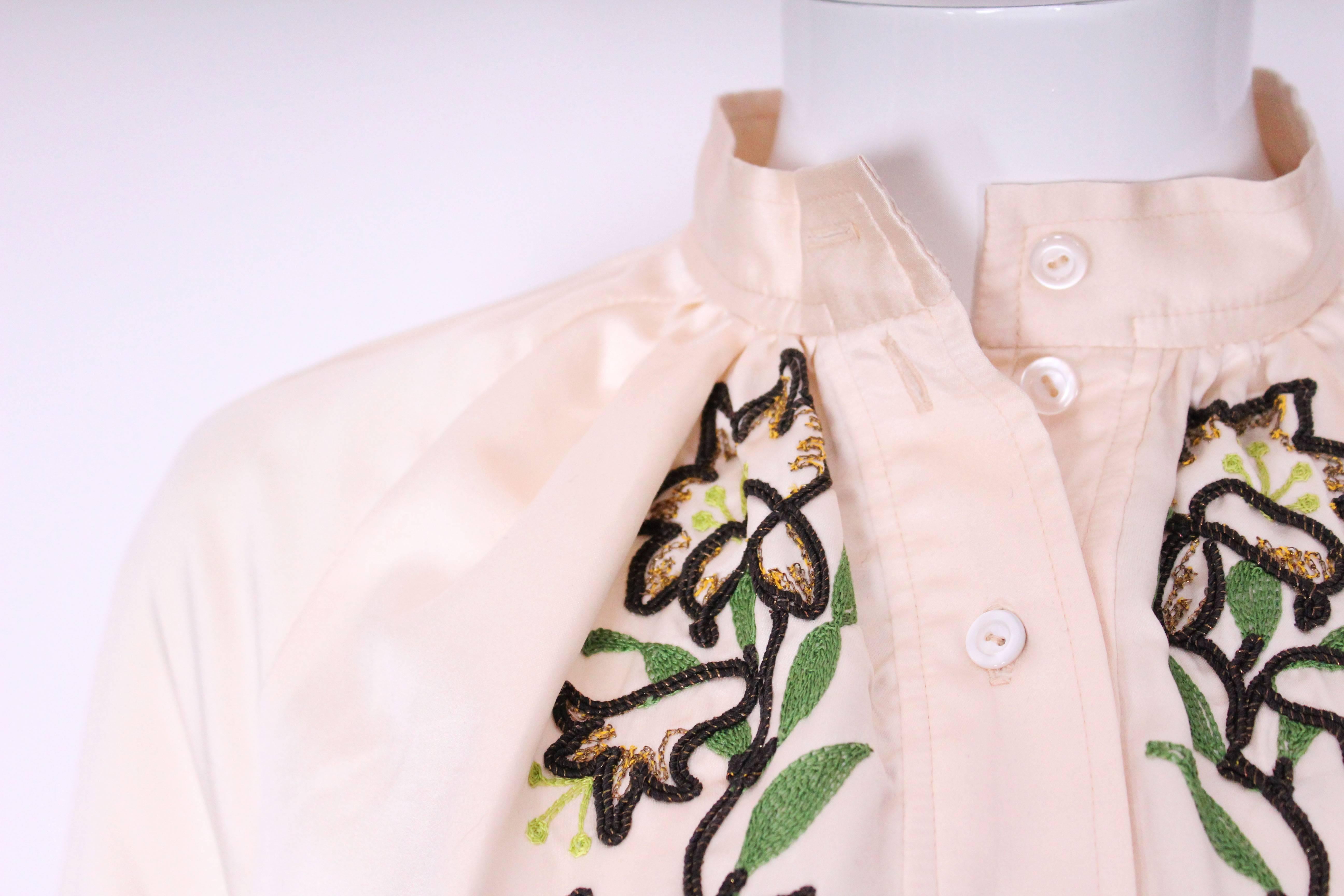1970's Ivory Blouse by Caroline Charles For Sale 3