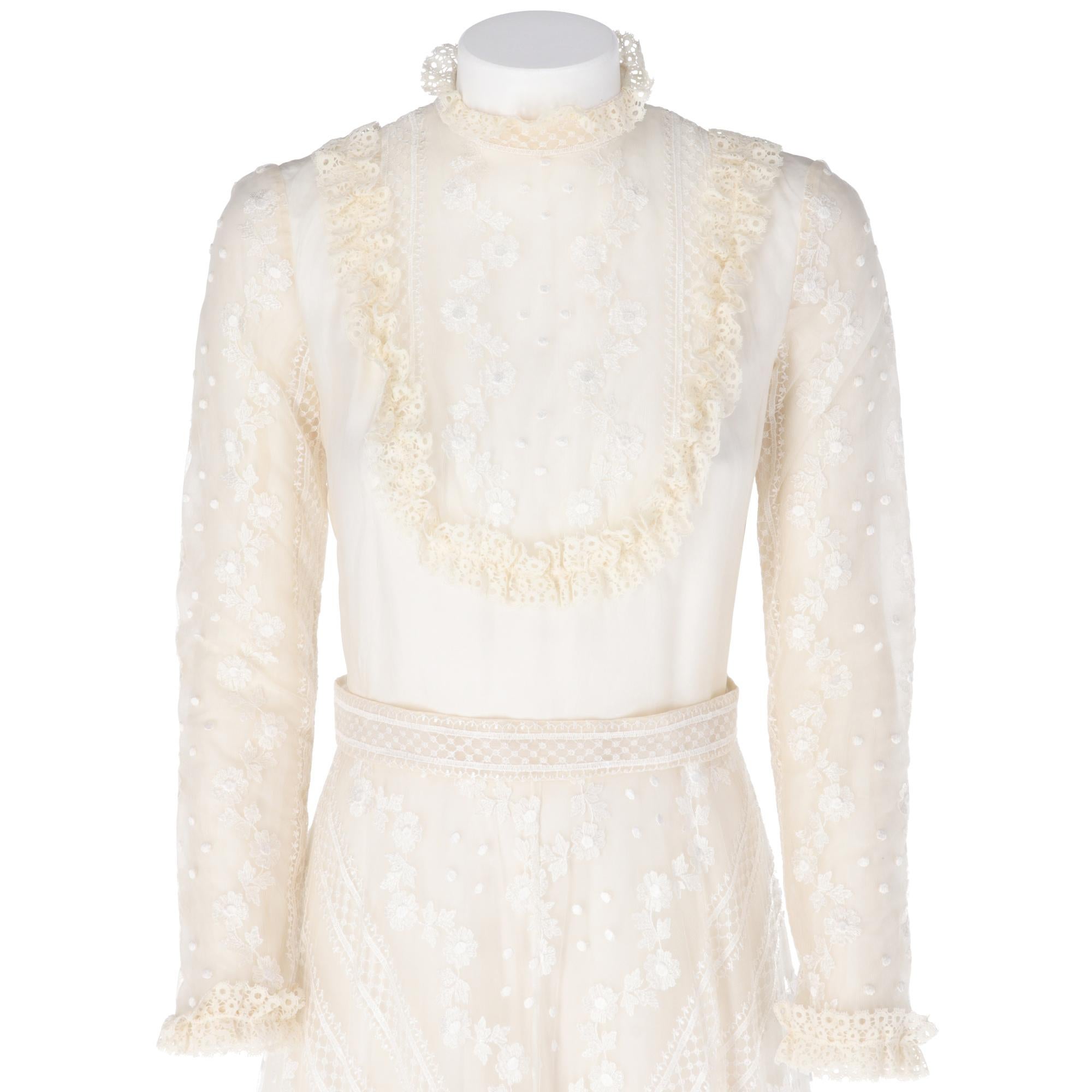 1970s Ivory Embroidered Wedding Dress 6