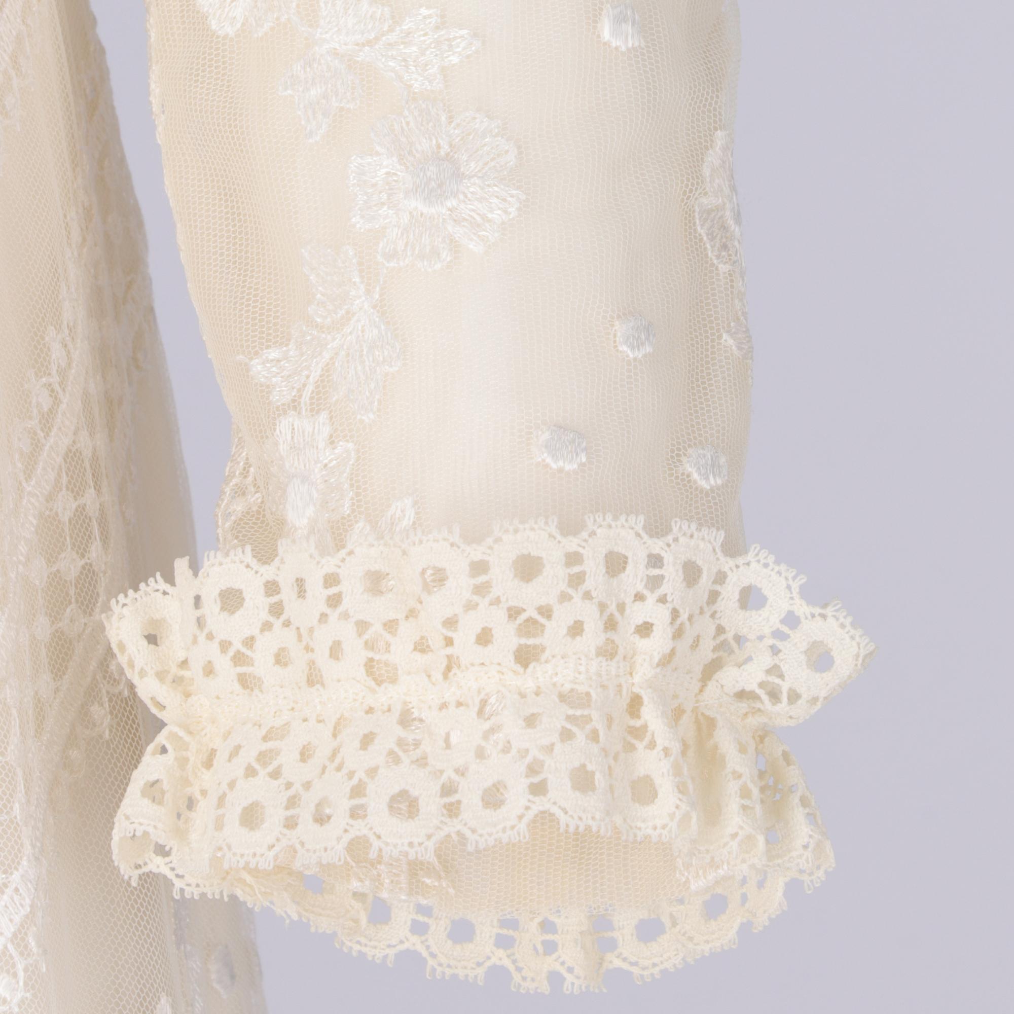 1970s Ivory Embroidered Wedding Dress 2