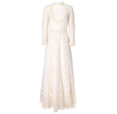 1970s Ivory Embroidered Wedding Dress