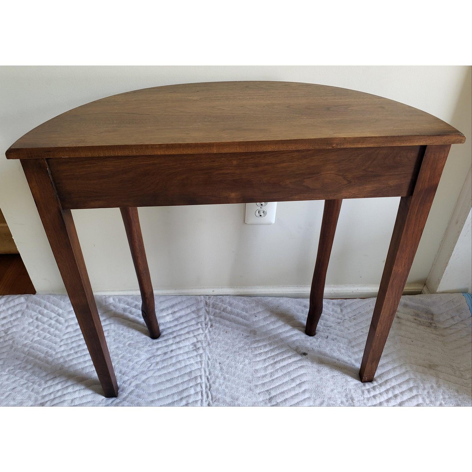 American Craftsman 1970s J. Raymond Smith Solid Walnut Demilune Foyer Table