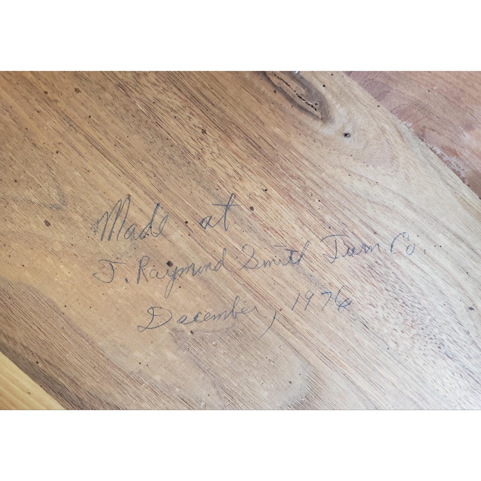 American 1970s J. Raymond Smith Solid Walnut Demilune Foyer Table