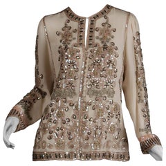 1970er Jack Bryan Vintage Blush Pink Perlen + Pailletten Jacke