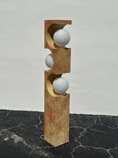 1970s Jack Haywood for Modeline Laminate Burl Glass Globes Floor Lamp