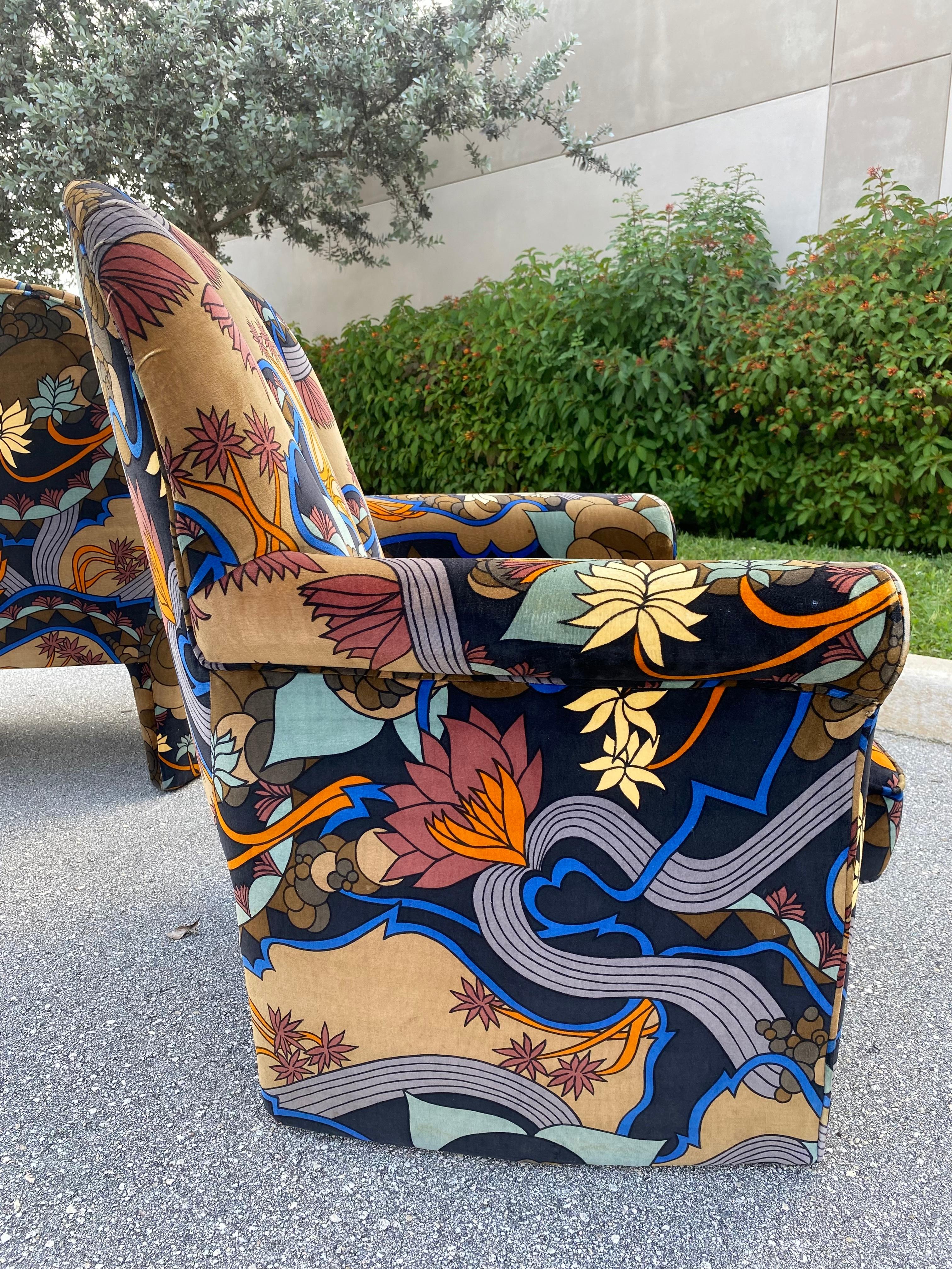 1970 Groovy Colorful Mid Century Jack Larsen Barrel Tufted Chairs, Set of 2 en vente 8