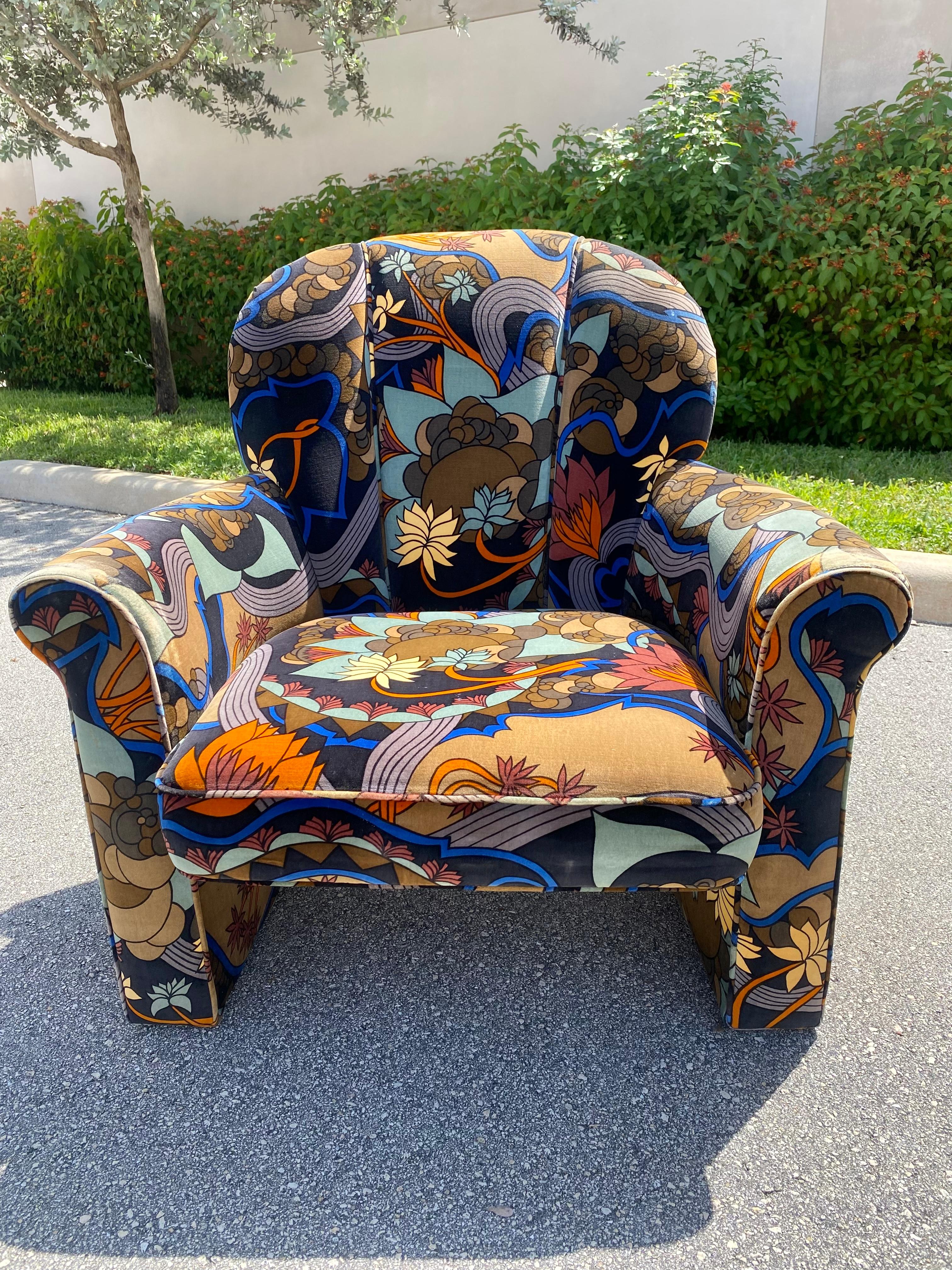 Late 20th Century 1970s Groovy Colorful Mid Century Jack Larsen Barrel Tufted Chairs, Set of 2 For Sale