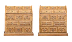 1970s Jacobean Style Drexel Sandia Drop Front Desk-A Pair