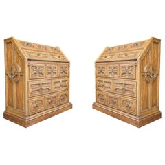 1970s Jacobean Style Drexel Sandia Drop Front Desk-A Pair