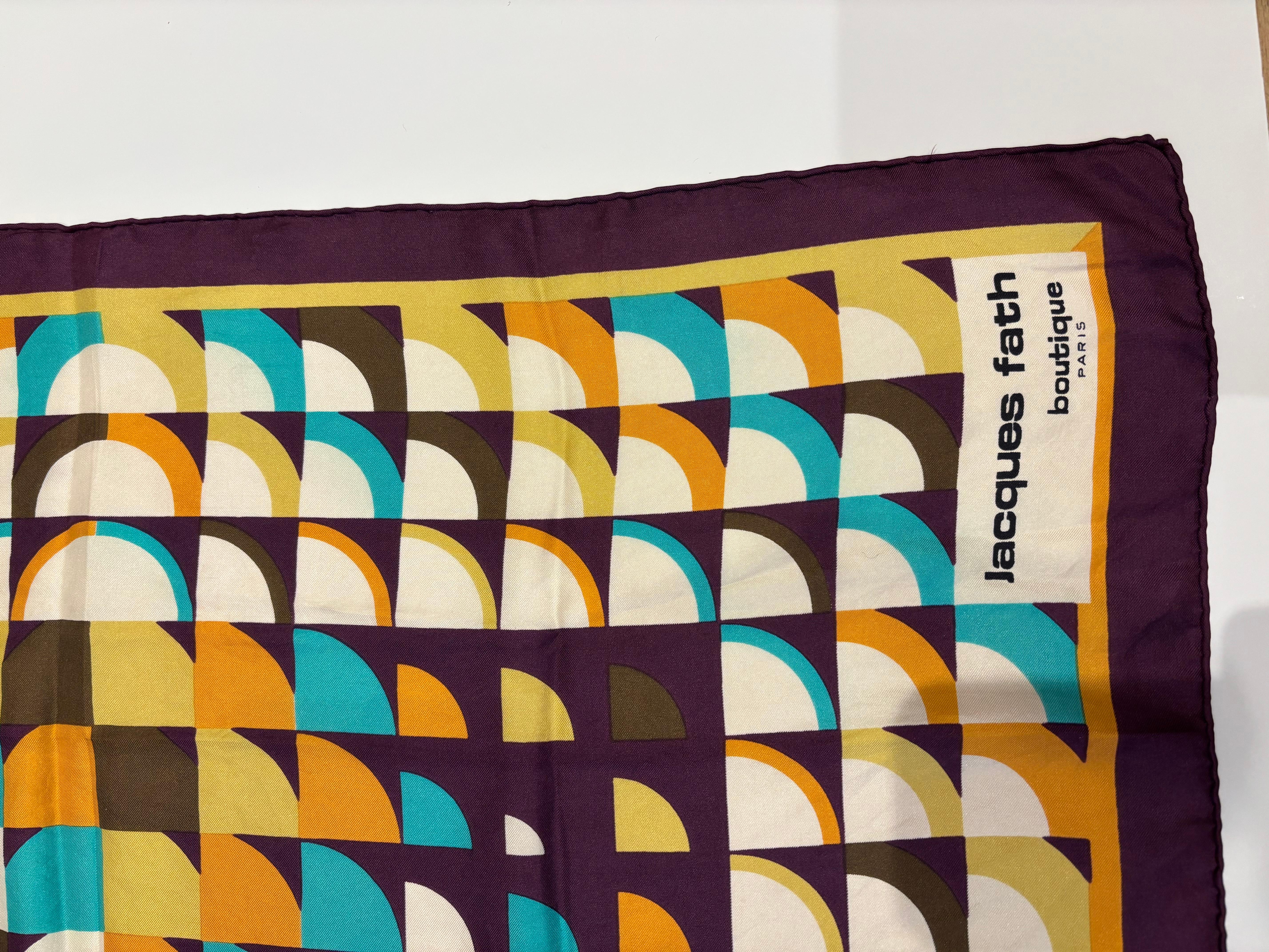 1970s Jacques Fath Vintage Silk Scarf 31 