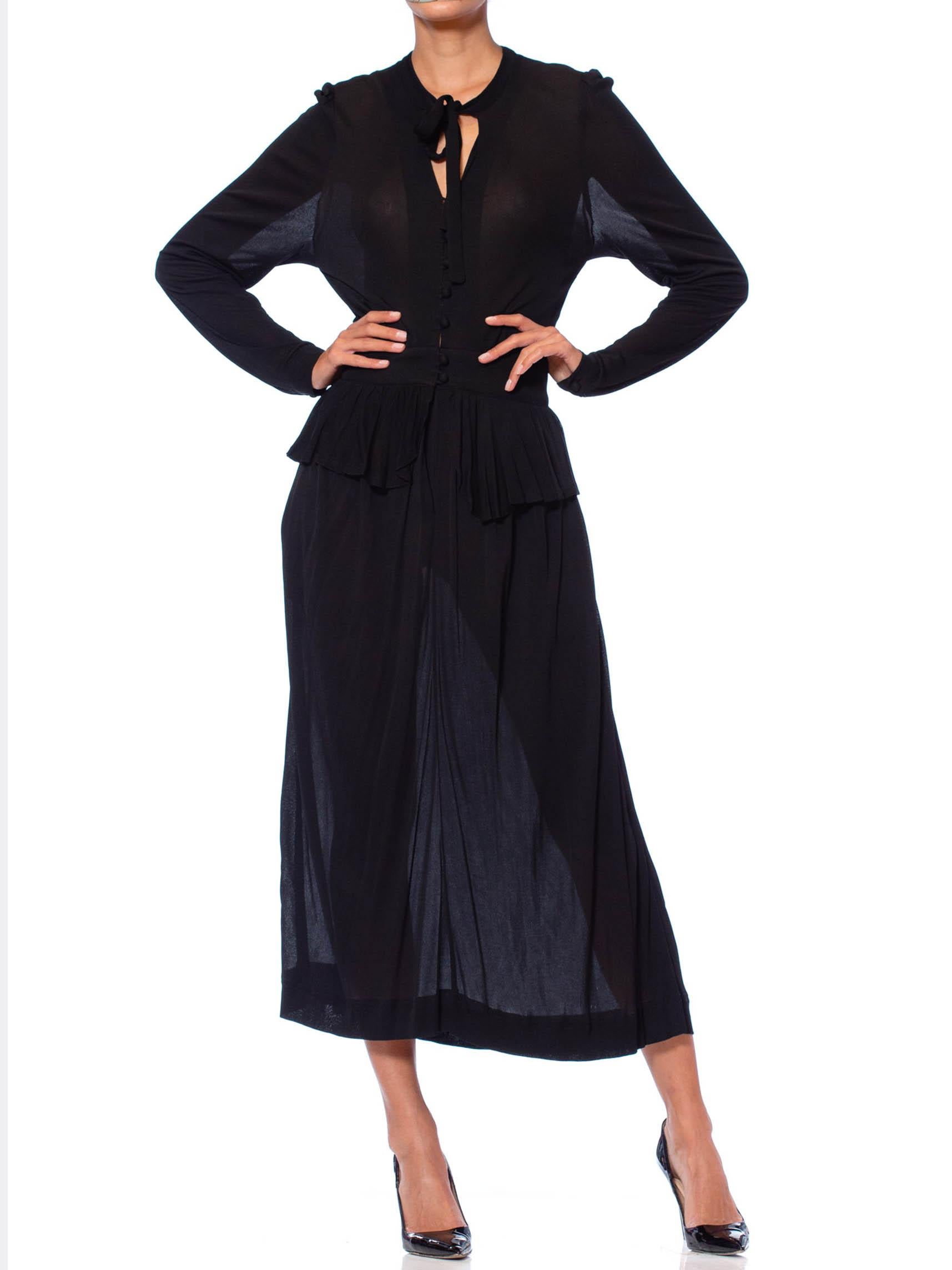 1970S JAEGER Black Rayon Jersey Ossie Clark Style Long Sleeve Dress 3