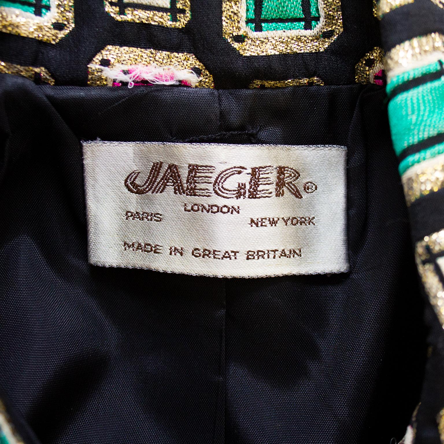 Jaeger - Veste en brocart à motif de bijoux taille émeraude, années 1970  en vente 2