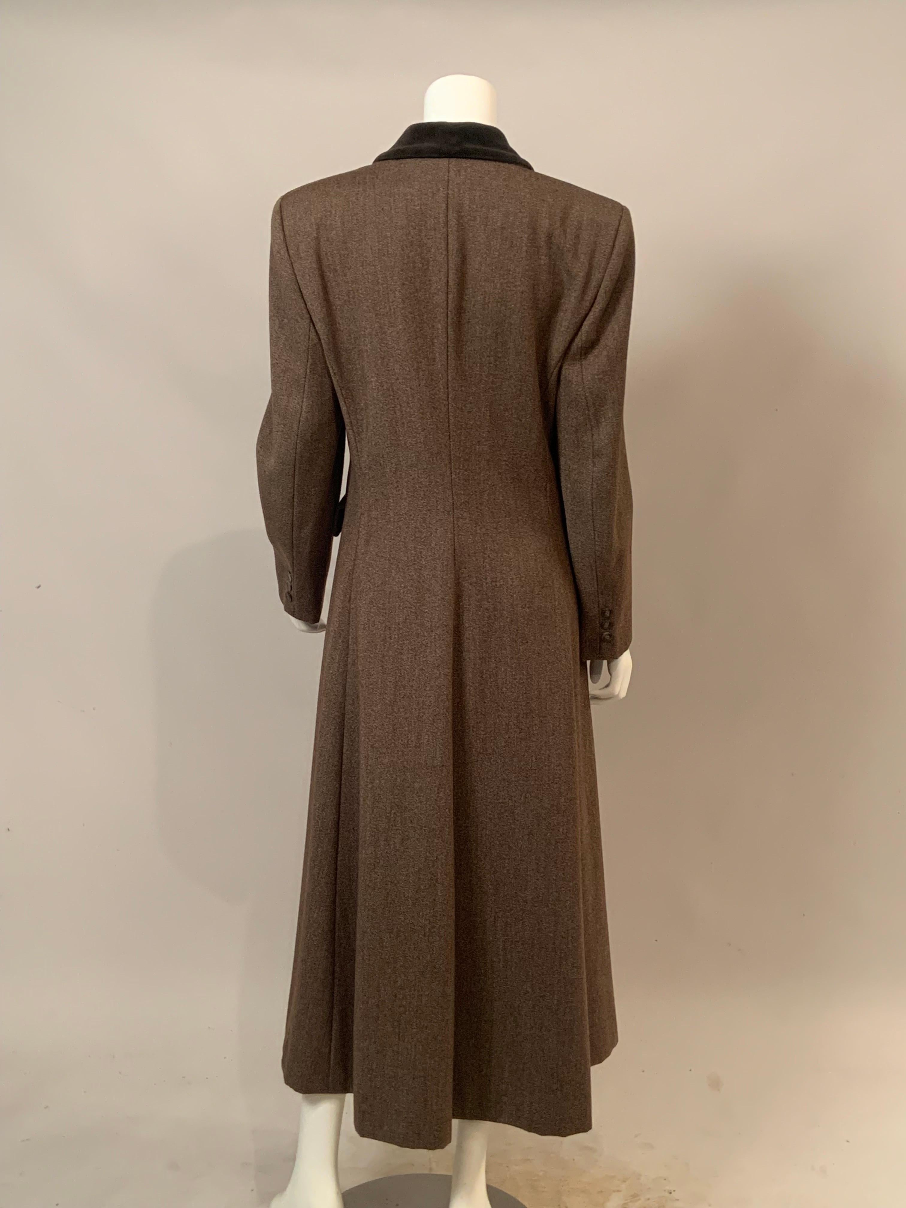 1970's Jaeger London Brown Wool Topcoat with Brown Velvet Collar  For Sale 1