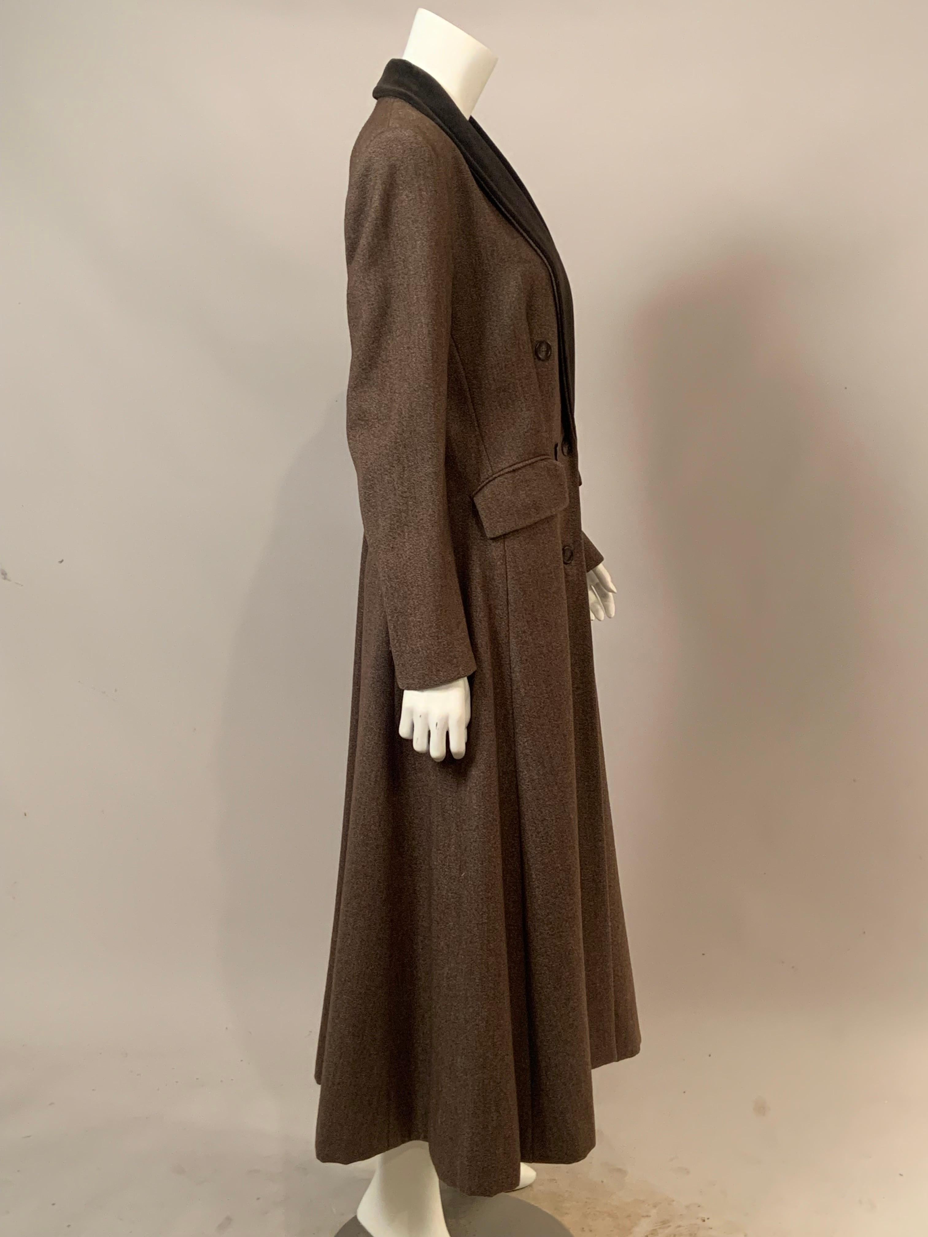 1970's Jaeger London Brown Wool Topcoat with Brown Velvet Collar  For Sale 2