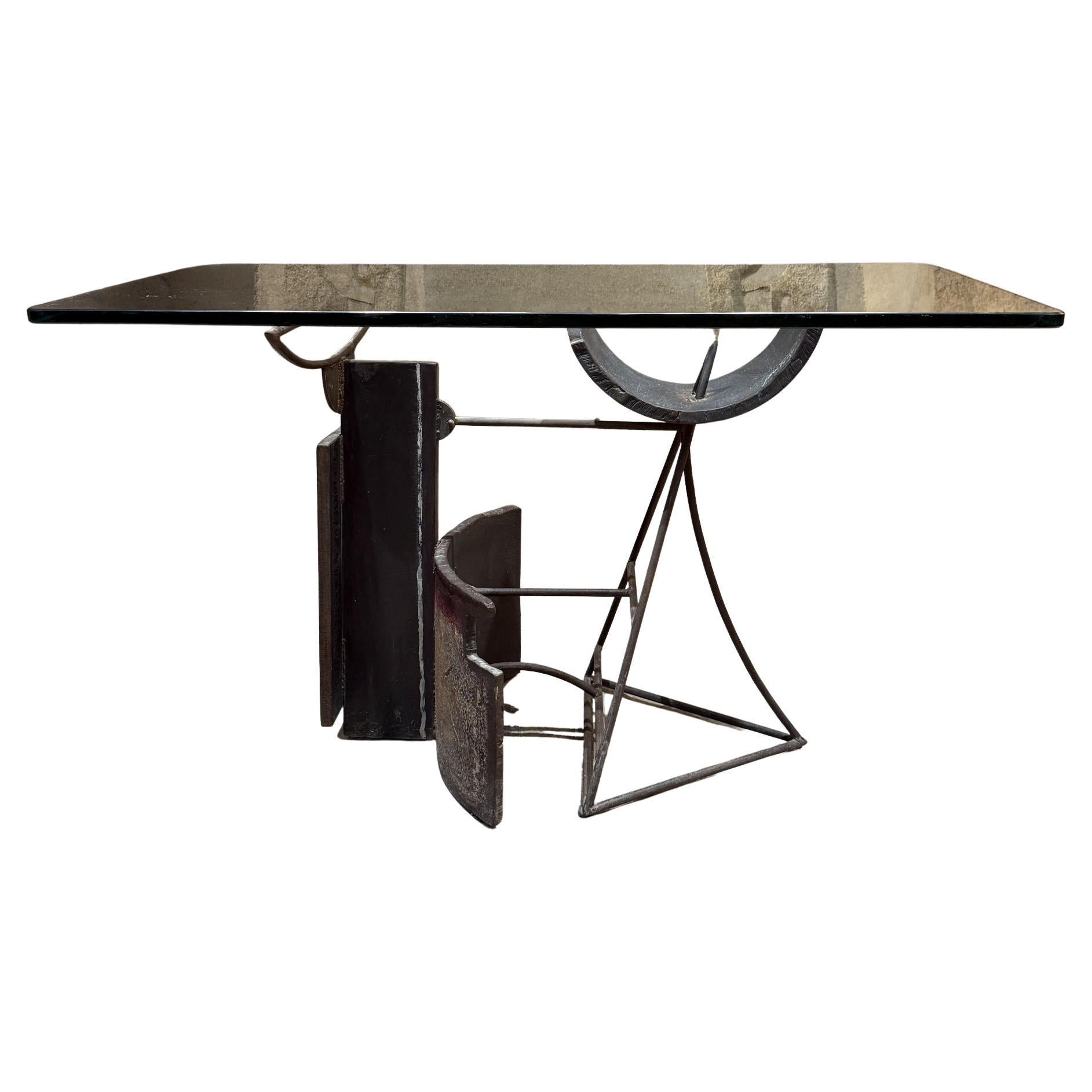 1970s Jaime Artigas Brutalist Iron Console Table Base