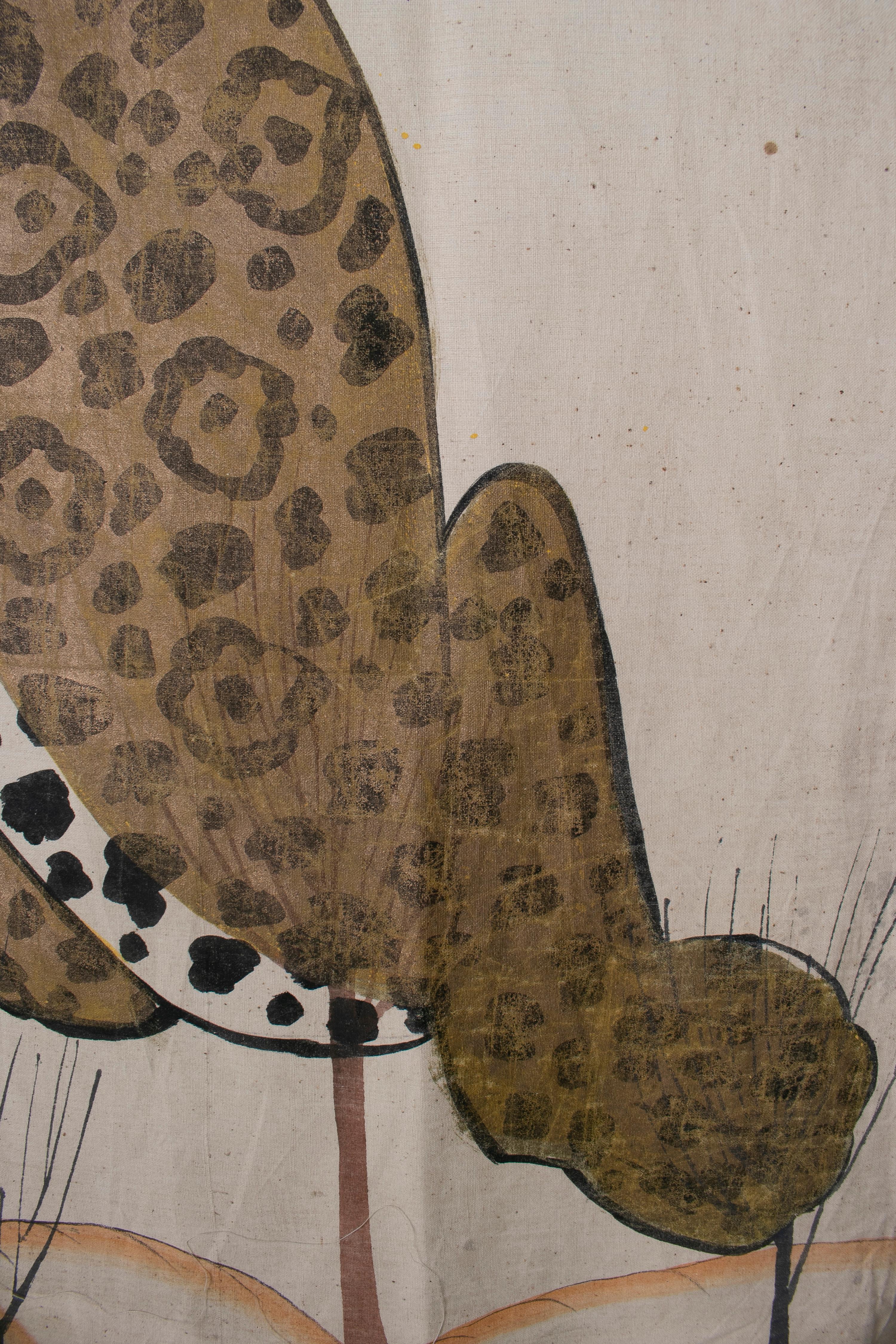 1970s Jaime Parlade Designer Hand Drawn Cheetah on Canvas 5