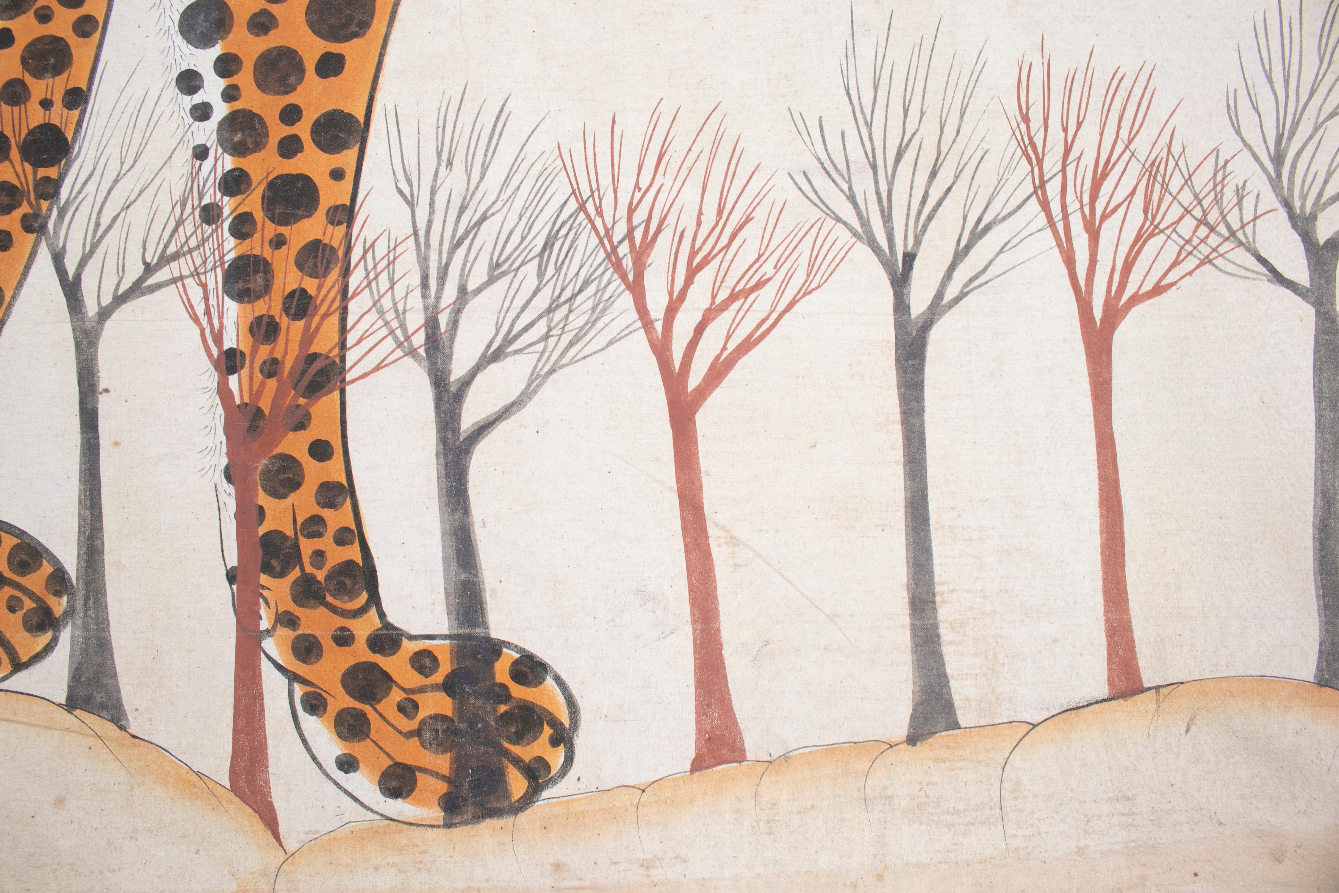 1970s Jaime Parlade Designer Hand Drawn Cheetah on Canvas 6