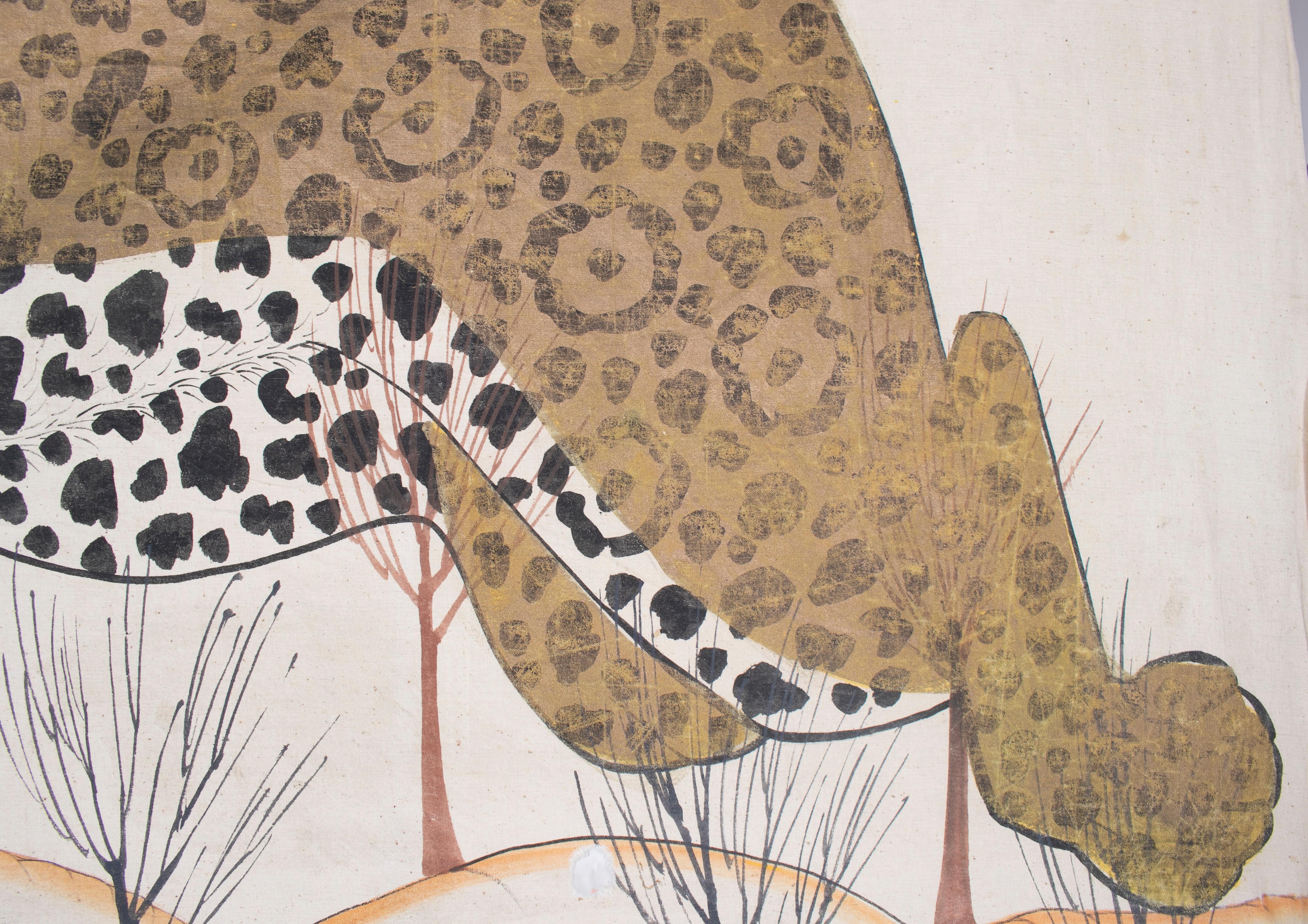 1970s Jaime Parlade Designer Hand Drawn cheetah on Canvas In Good Condition In Marbella, ES