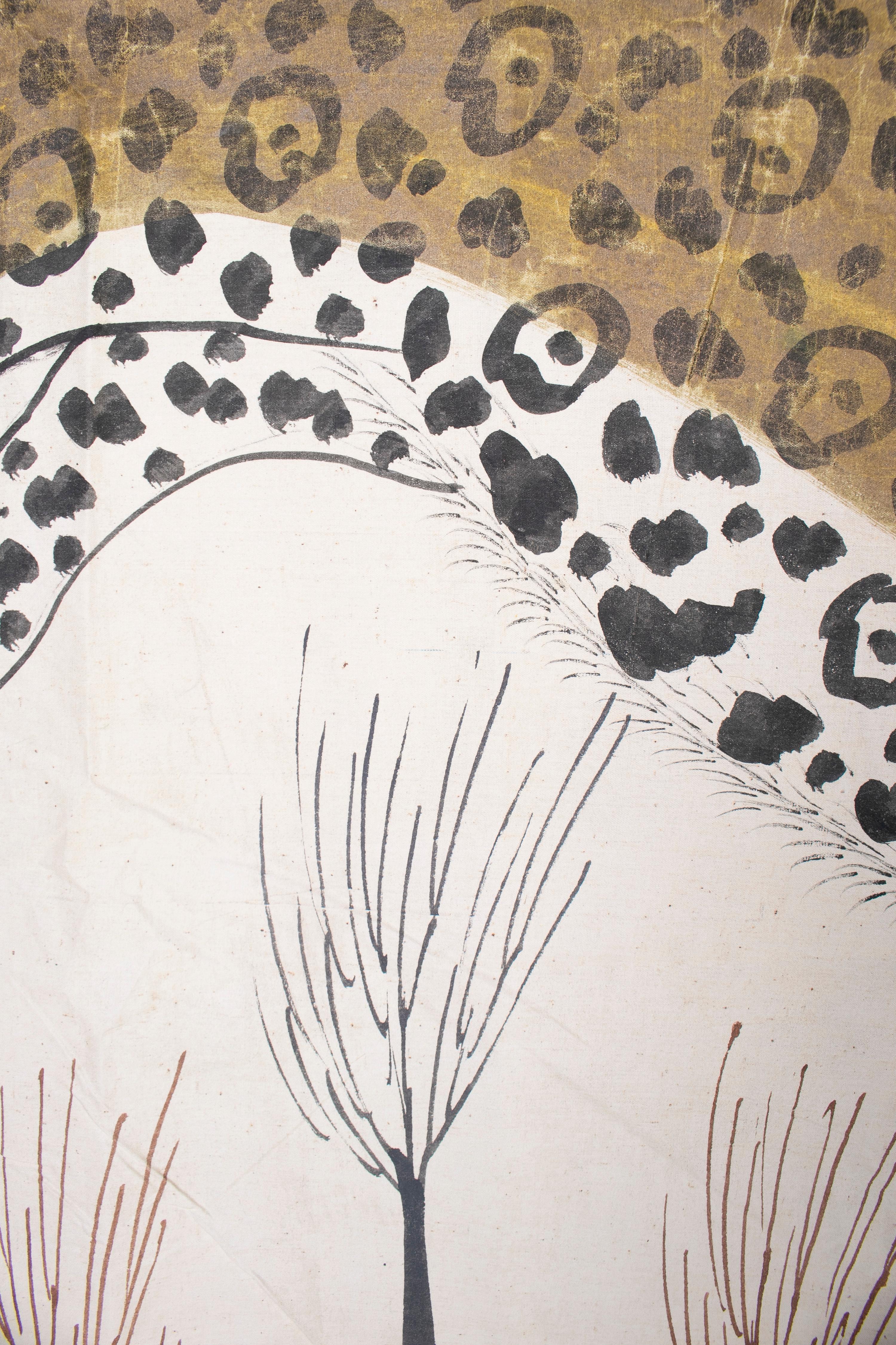 1970s Jaime Parlade Designer Hand Drawn Cheetah on Canvas 2