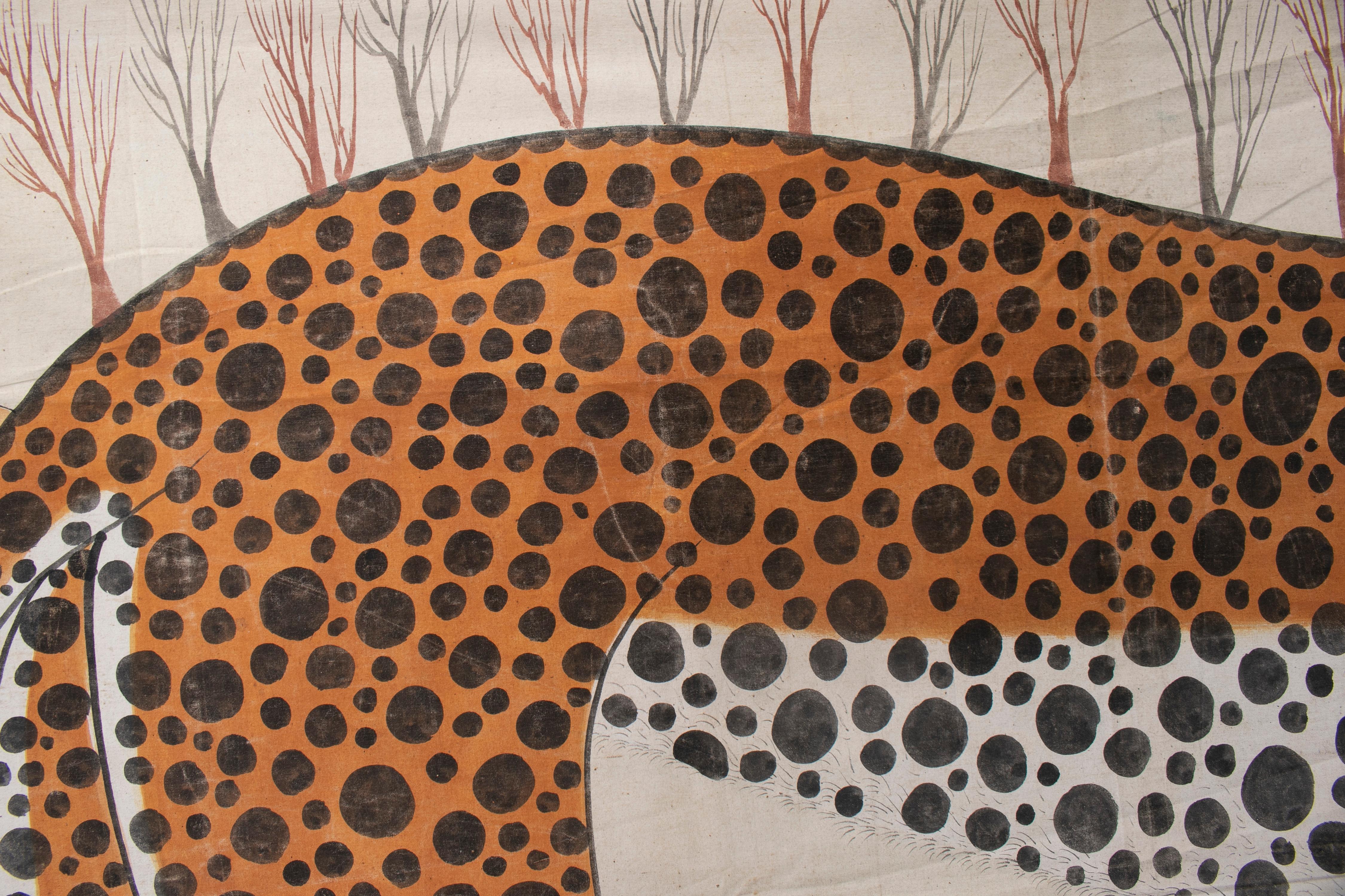 1970s Jaime Parlade Designer Hand Drawn Cheetah on Canvas 1