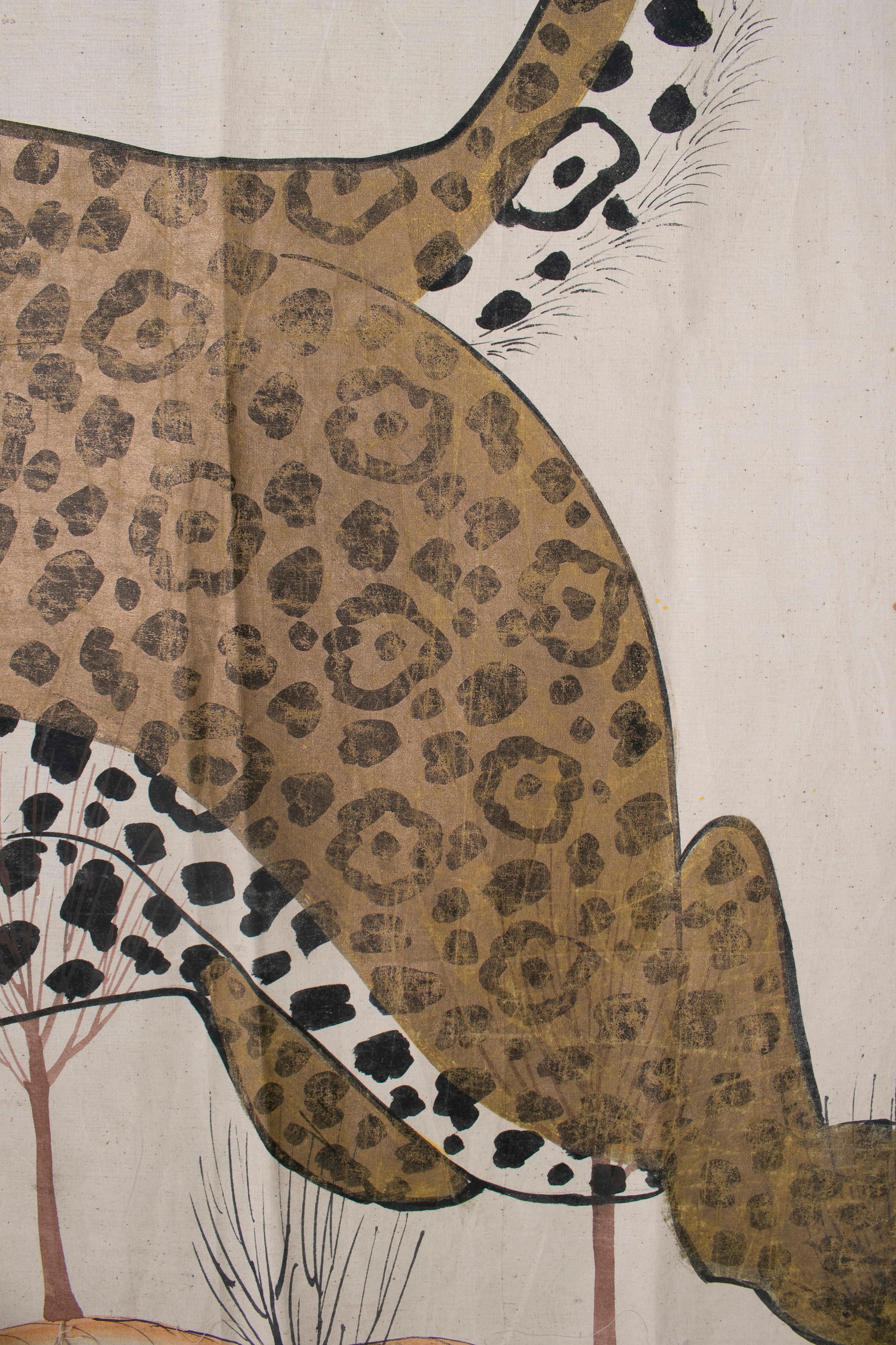 1970s Jaime Parlade Designer Hand Drawn Cheetah on Canvas 3