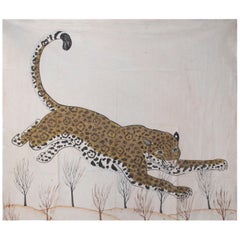 1970s Jaime Parlade Designer Hand Drawn Cheetah on Canvas
