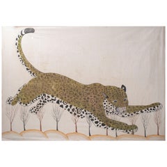 1970s Jaime Parlade Designer Hand Drawn Cheetah on Canvas