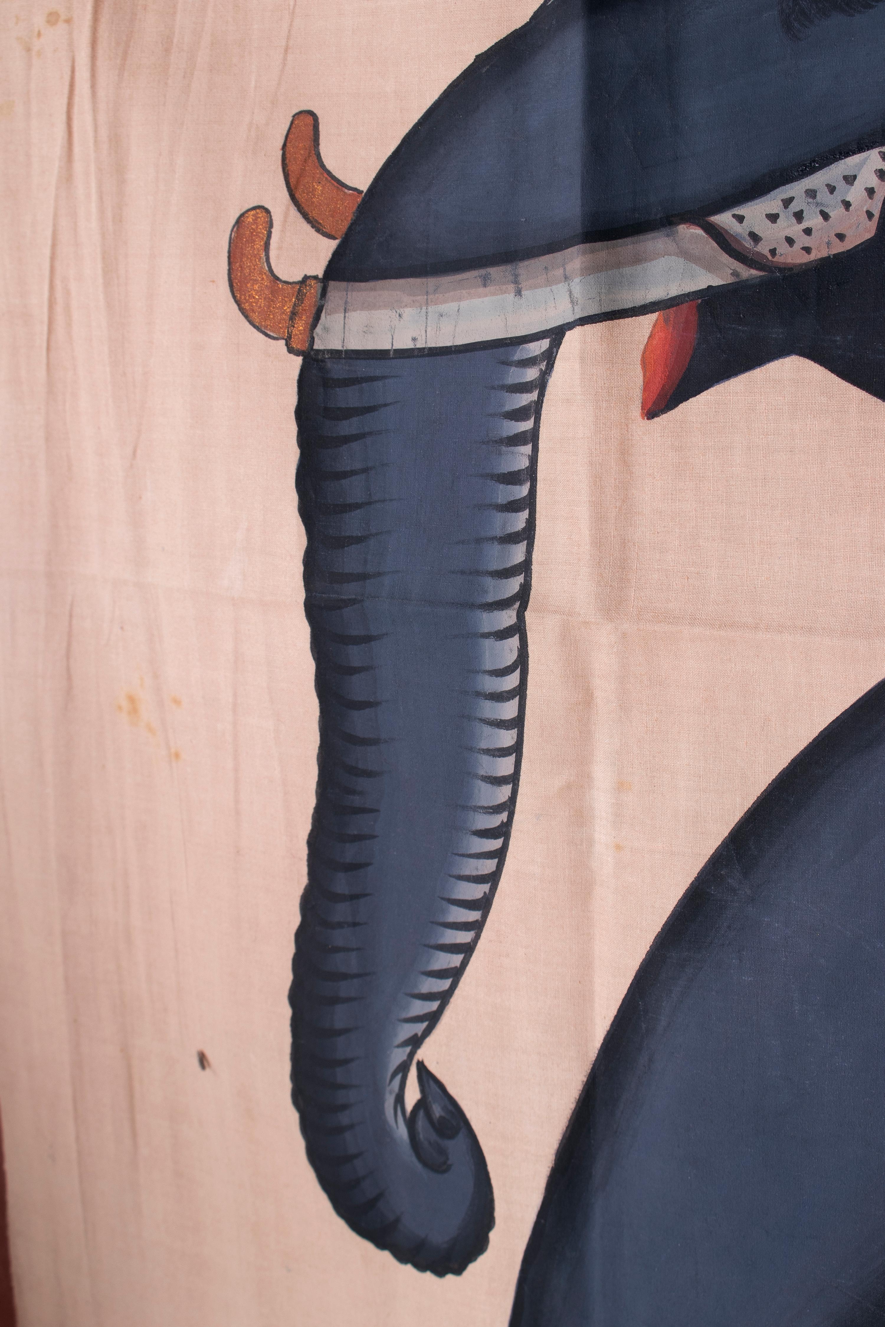 1970s Jaime Parlade Designer Hand Drawn Elephant on Canvas 5