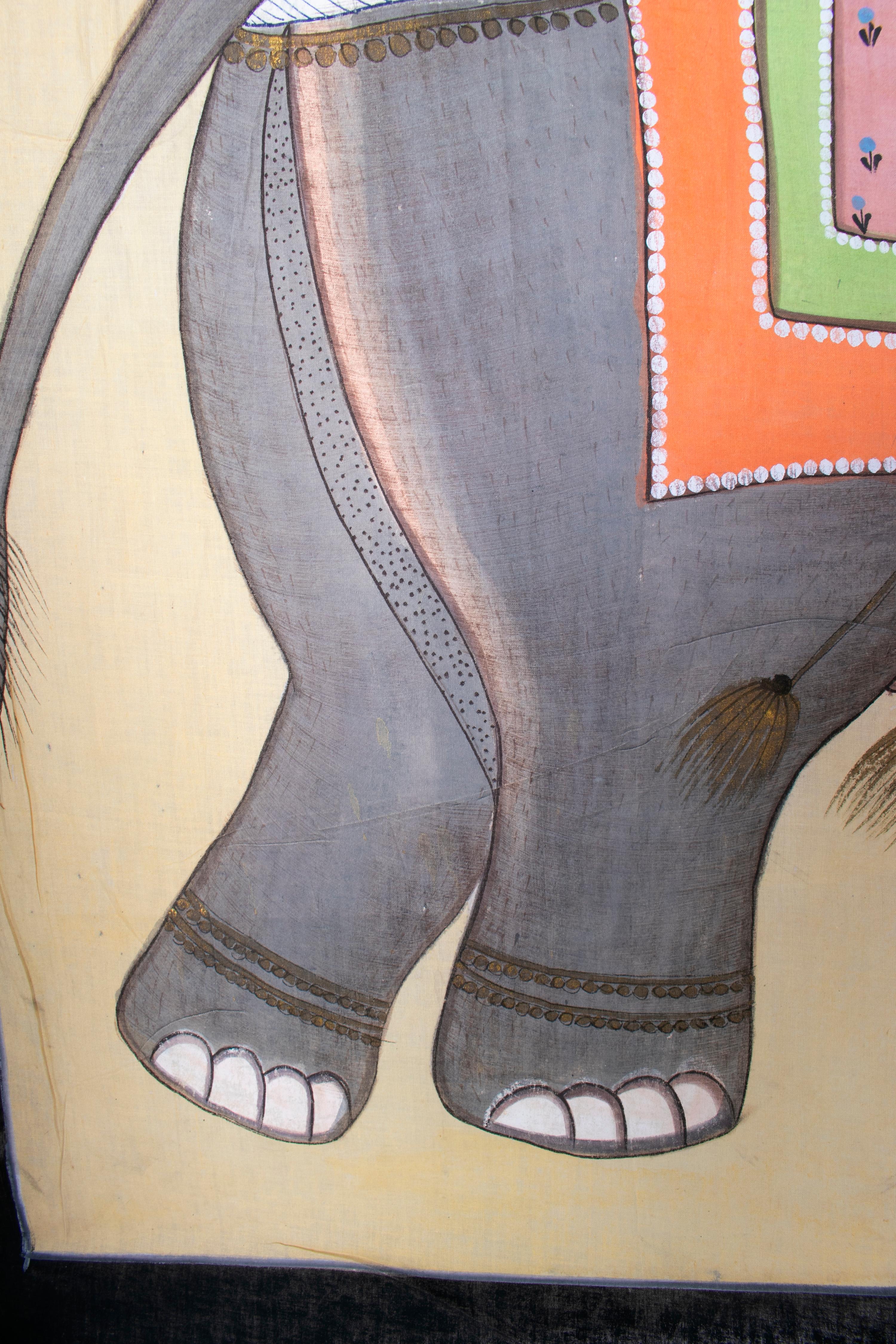 1970s Jaime Parlade Designer Hand Drawn Elephant on Canvas 2