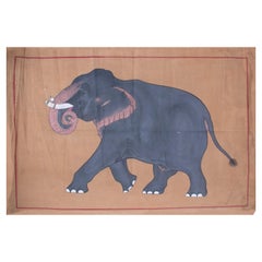 1970s Jaime Parlade Designer Hand Drawn Elephant on Canvas