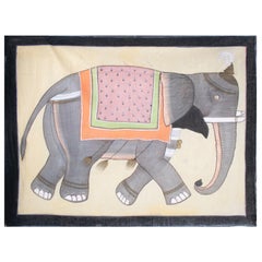 1970s Jaime Parlade Designer Hand Drawn Elephant on Canvas