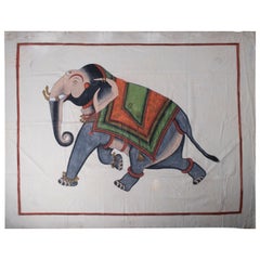 1970s Jaime Parlade Designer Hand Drawn Elephant on Canvas