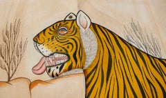 1970s Jaime Parlade Designer Hand Painting "Bengal Tiger"