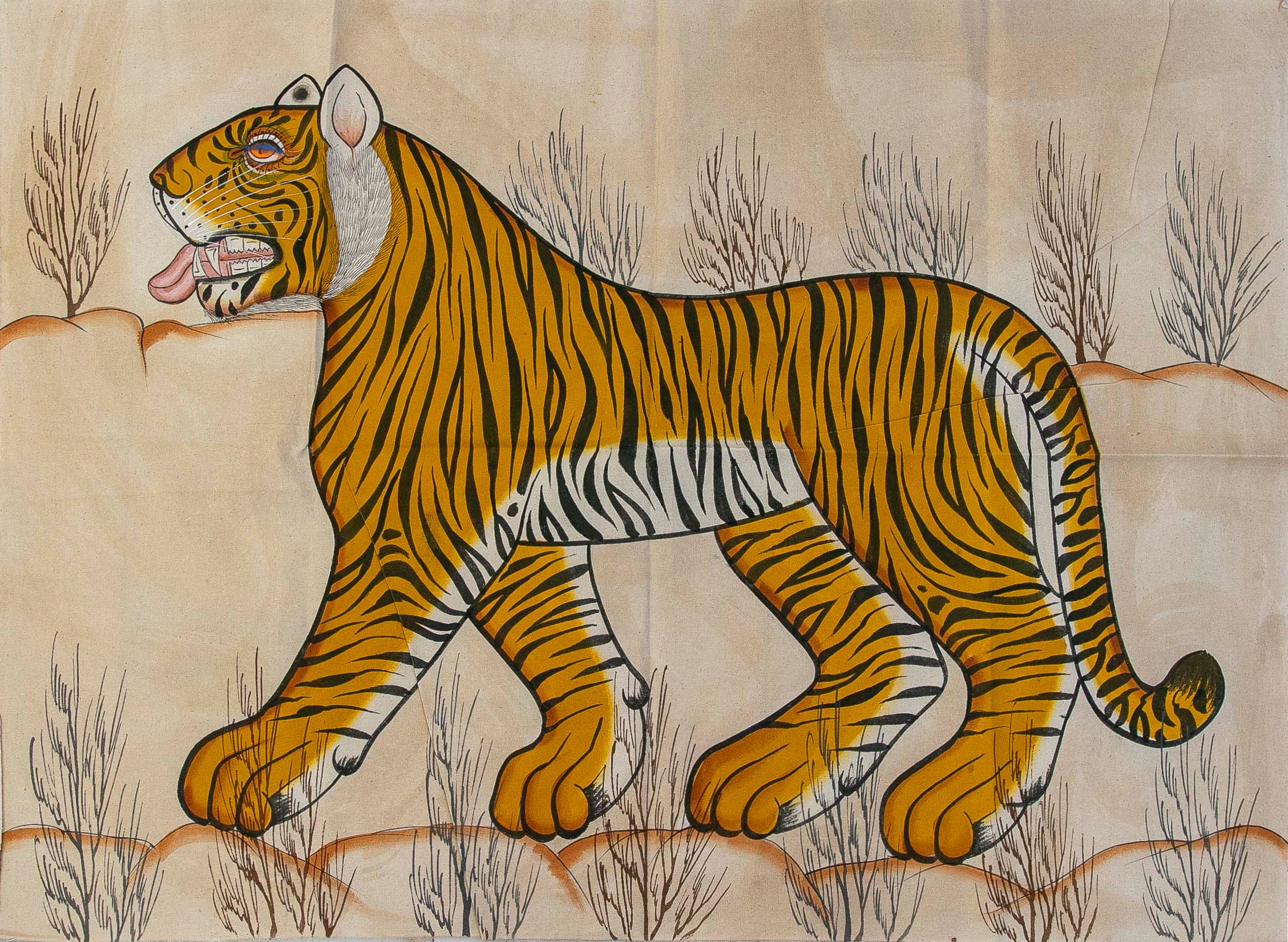 1970s Jaime Parlade Designer Hand Painting "Bengal Tiger"