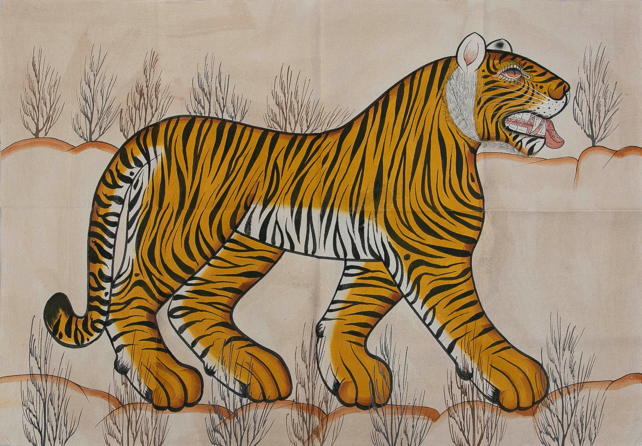 1970s Jaime Parlade Designer Hand Painting "Bengal Tiger" For Sale