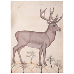 1970s Jaime Parlade Designer Hand Painting "Deer" Oil on Canvas