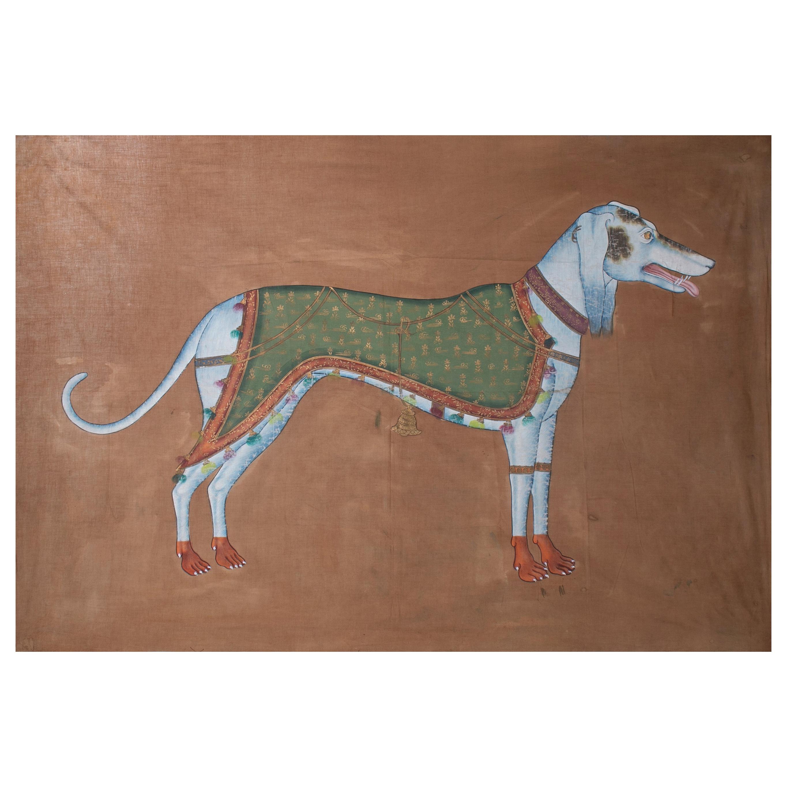 1970s Jaime Parlade Designer Hand Painting "Dog" Oil on Canvas For Sale