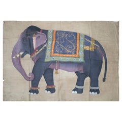 1970s Jaime Parlade Designer Hand Painting "Elephant" Oil on Canvas