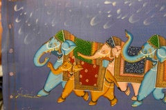 1970s Jaime Parlade Designer Hand Painting "Elephants" Oil on Canvas