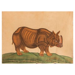 Vintage 1970s Jaime Parlade Designer Hand Painting "Rhino"